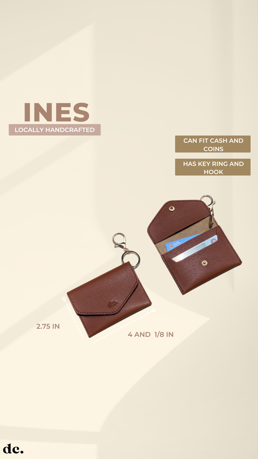 Ińes Card and Coin Purse with Key Ring and Hook